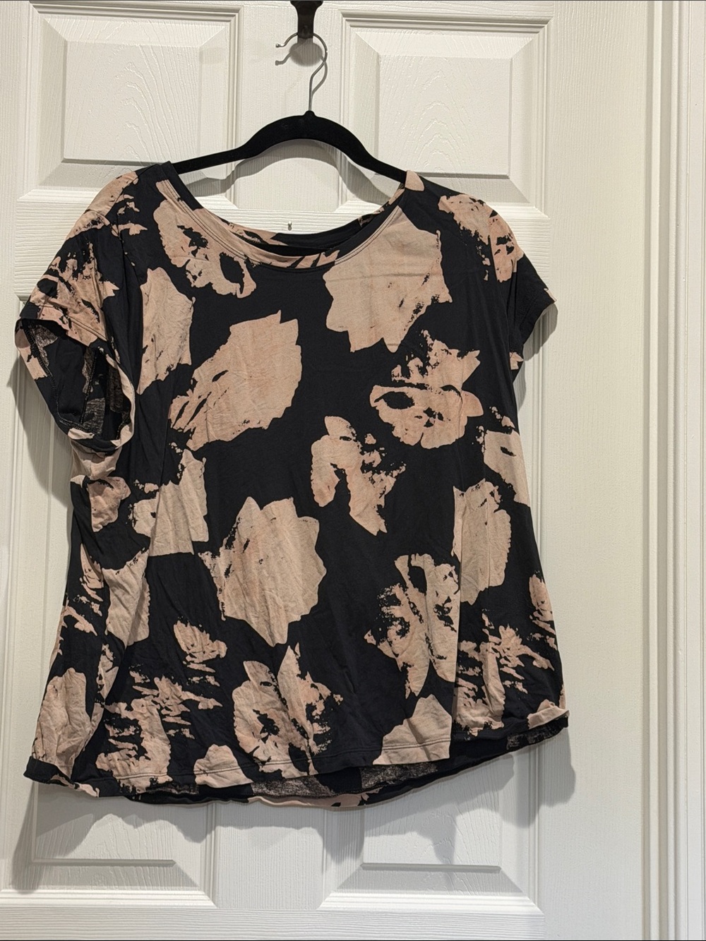 CAbi Black Tee with Blush Floral Print